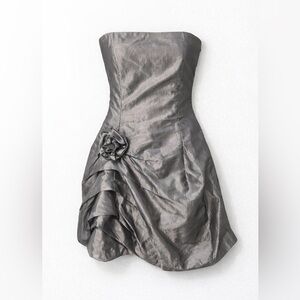 W.G.G Strapless Silver Bubble Mini Dress Size Small